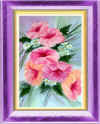 My first try at flowers.  This is for sale. I called it "Fantasy in Pink"