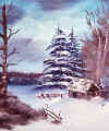 I painted this cool winter scene for my best friend Tara.